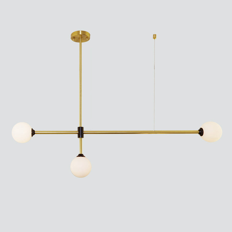 Linear Shape Pendant Lighting Modern Style Metal 3/4 Lights Hanging Lamp in Gold