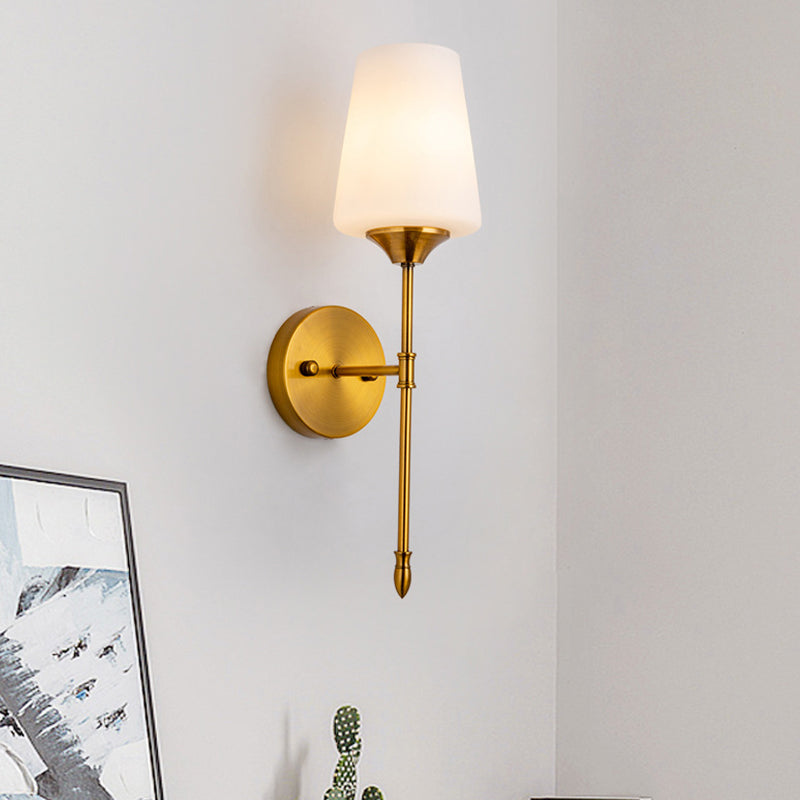 Modern Metal Wall Sconce Minimalist Wall Light with Glass Shade