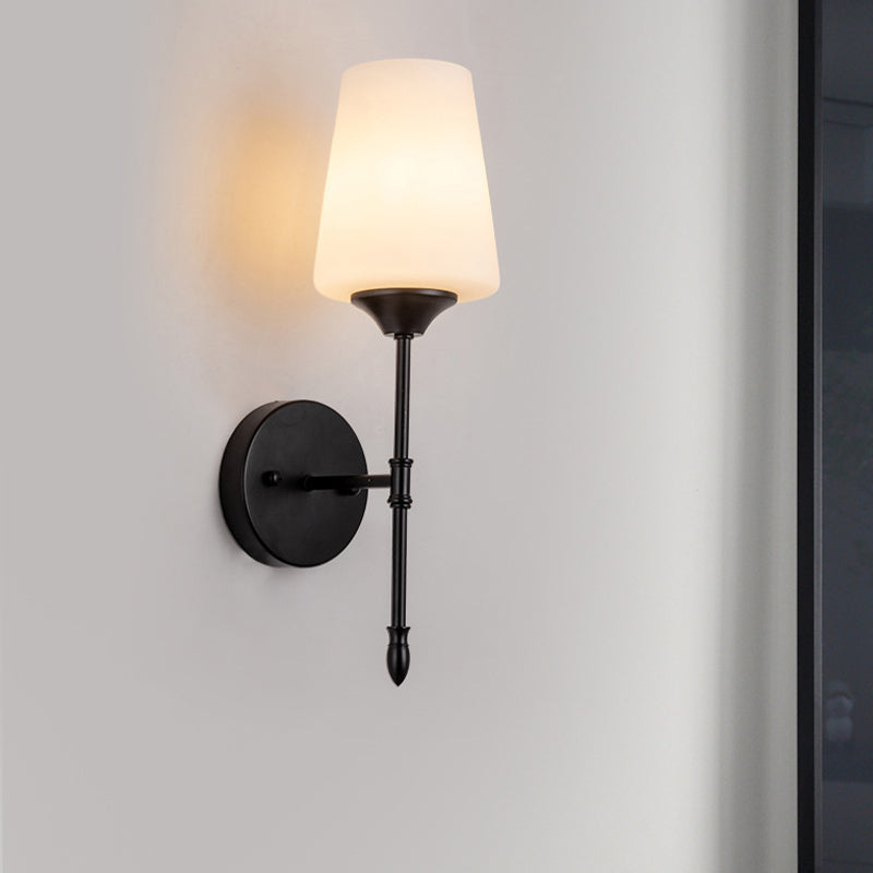 Modern Metal Wall Sconce Minimalist Wall Light with Glass Shade