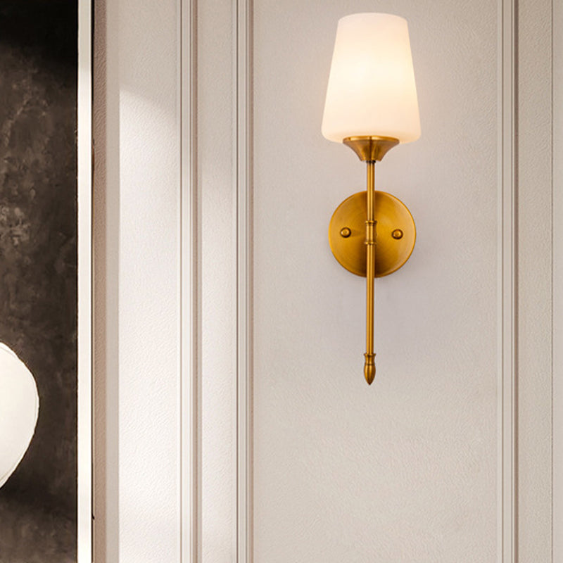 Modern Metal Wall Sconce Minimalist Wall Light with Glass Shade