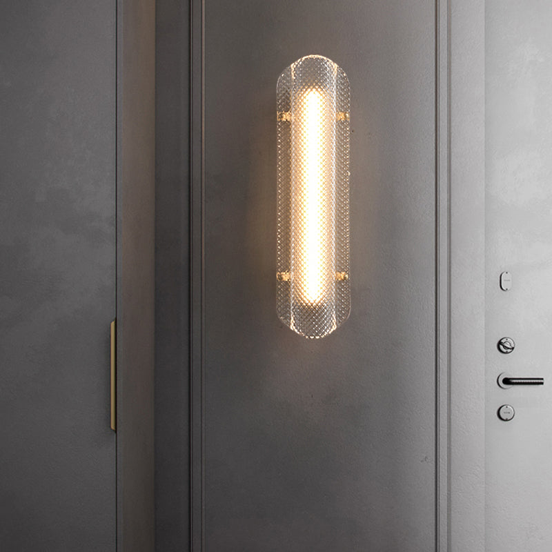 LED Modern Metal Wall Sconce Geometric Shape Wall Light with Glass Shade for Bedroom