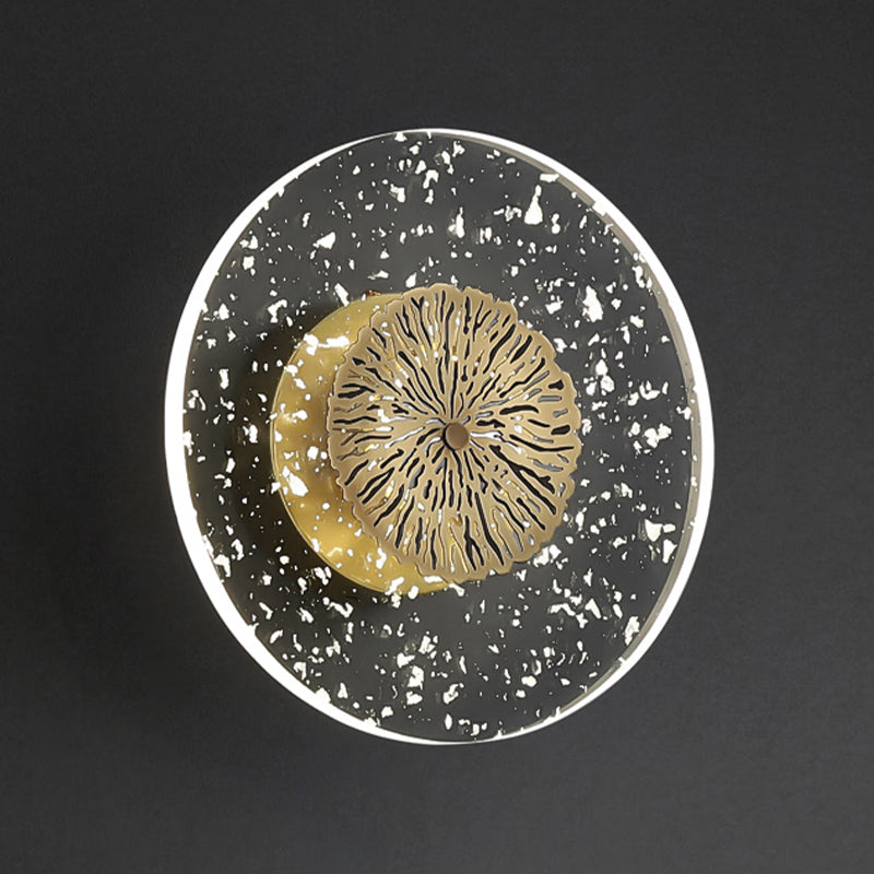 Modern Metal Wall Sconce Circular Shape Wall Light with Acrylic Shade for Bedroom