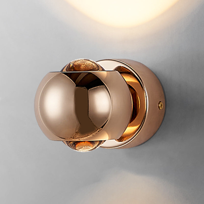 LED Modern Metal Wall Sconce Ball Shape Wall Light with Glass Shade for Bedroom