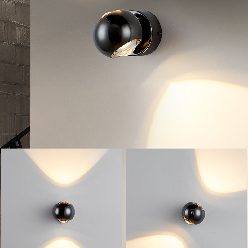 LED Modern Metal Wall Sconce Ball Shape Wall Light with Glass Shade for Bedroom