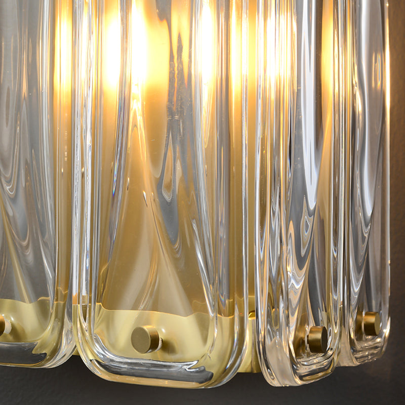 Modern Wall Sconce Metal Geometric Shape Wall Light with Glass Shade for Bedroom