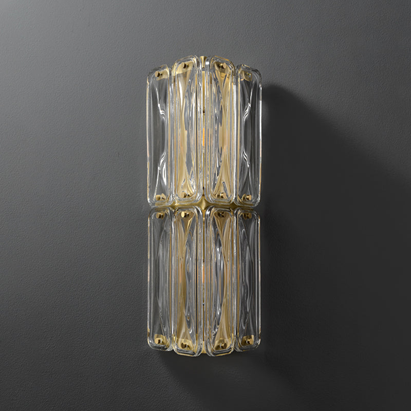 Modern Wall Sconce Metal Geometric Shape Wall Light with Glass Shade for Bedroom