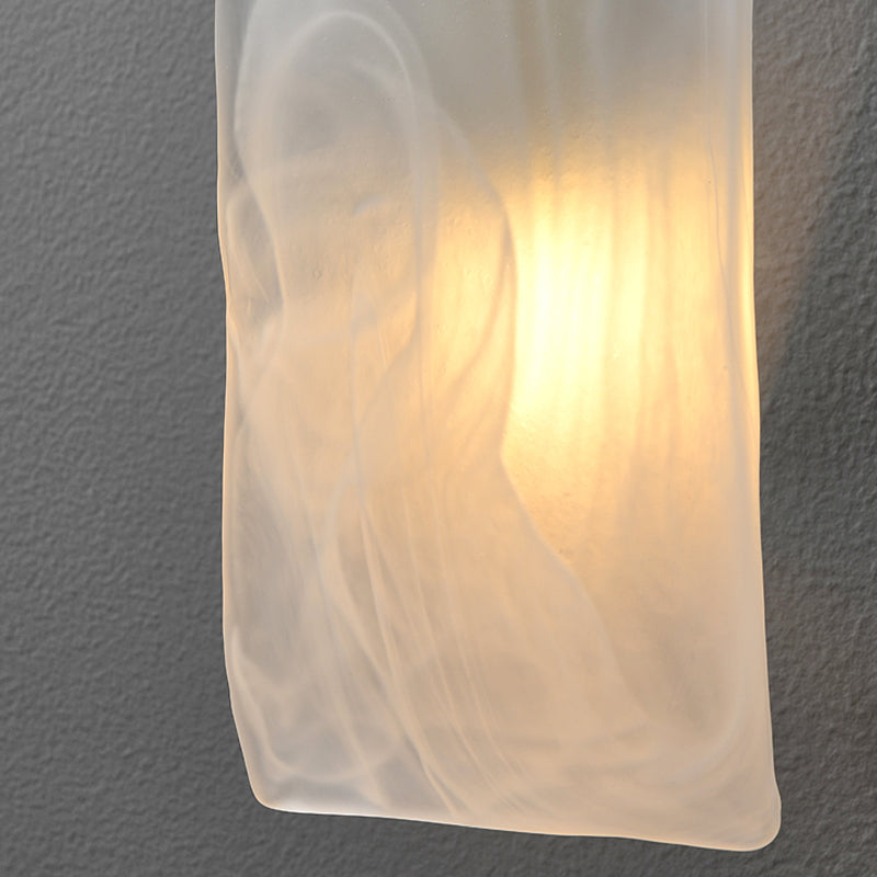 Metal Modern Wall Sconce Rectangle Shape Wall Light with Glass Shade for Bedroom