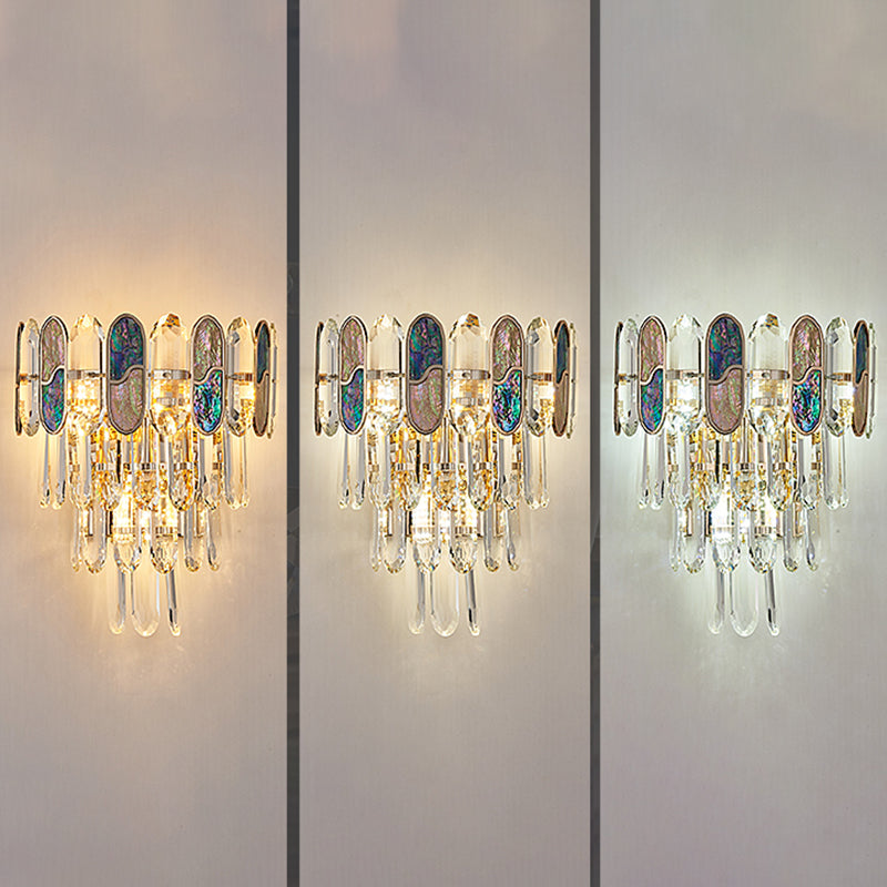 Modern Style Layered Wall Light Crystal 3 Lights Sconces for Bedroom