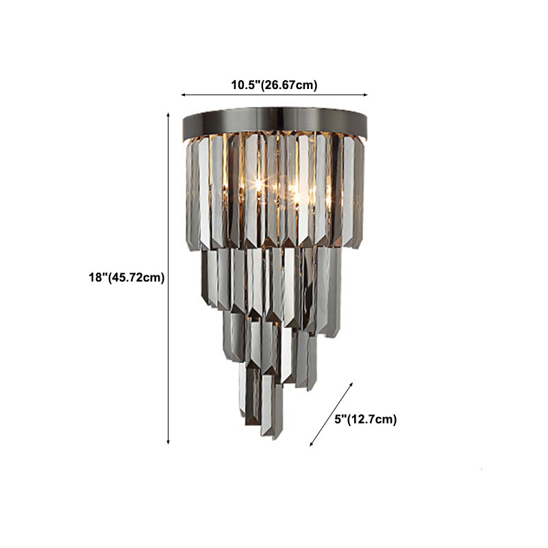 Crystal Geometric Shape Wall Sconce Modern Style 2 Lights Wall Light Fixture in Gray