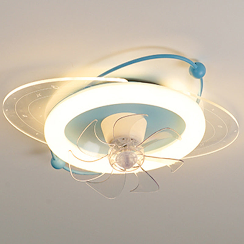 7-Blade Ceiling Fan Children Metallic Pink/Blue Fan with Light for Room