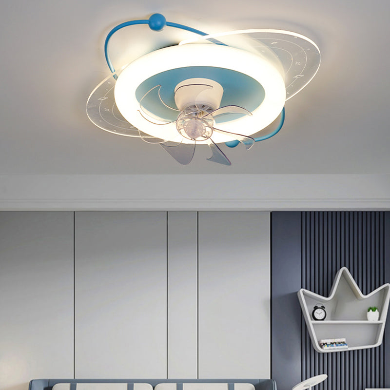 7-Blade Ceiling Fan Children Metallic Pink/Blue Fan with Light for Room