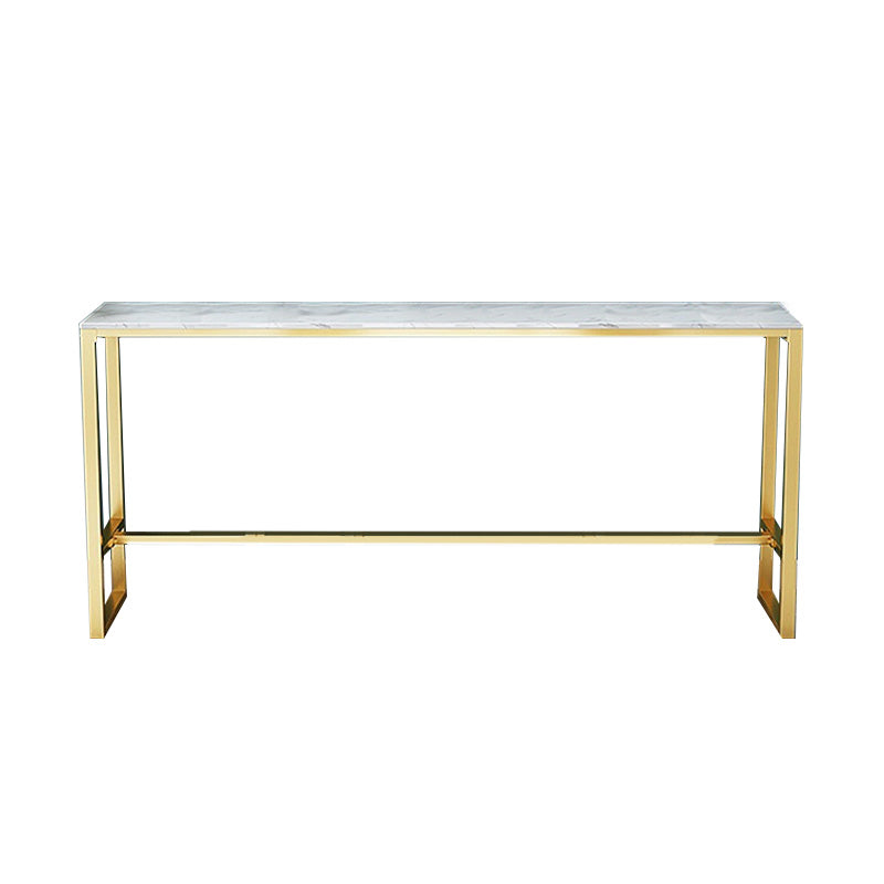 Glam Bar-height Table Faux Marble and White Bar Table for Patio Use