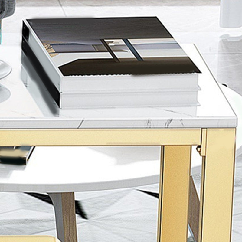 Glam Bar-height Table Faux Marble and White Bar Table for Patio Use