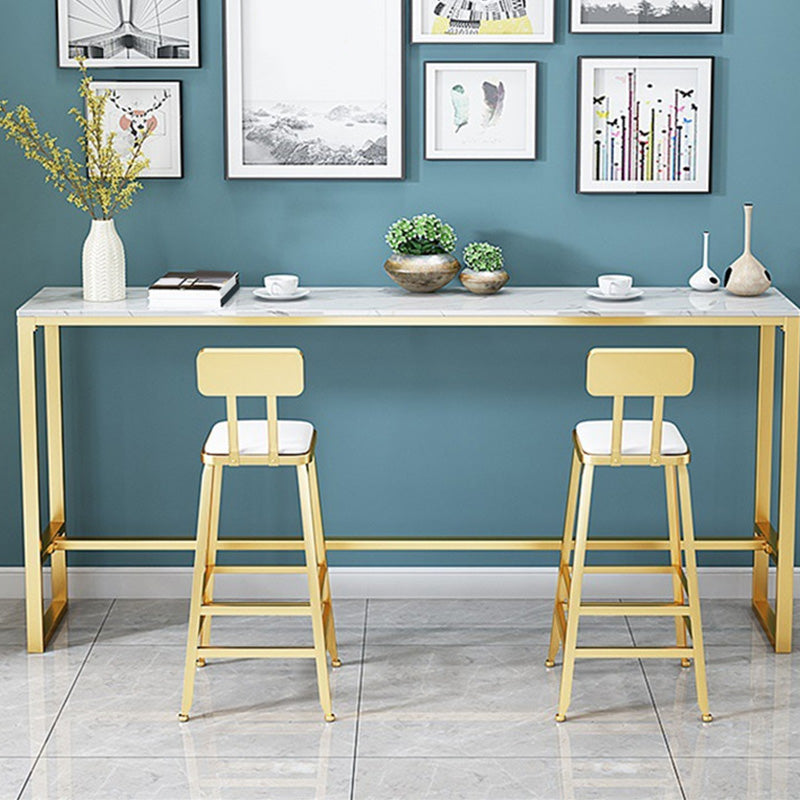 Glam Bar-height Table Faux Marble and White Bar Table for Patio Use