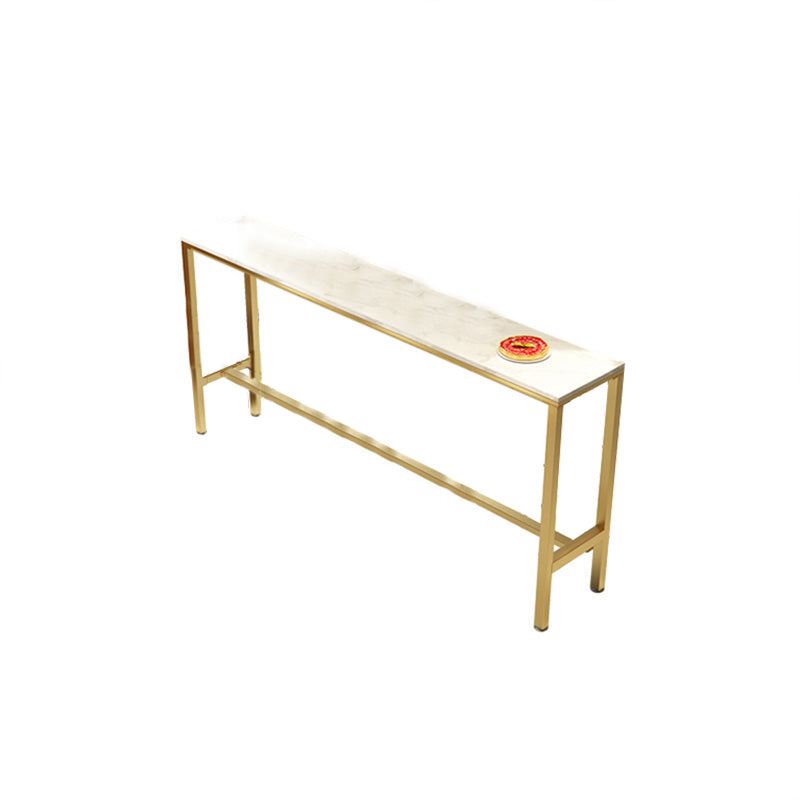 Glam Bar Table White Faux Marble Fixed Pub Height Dining Table