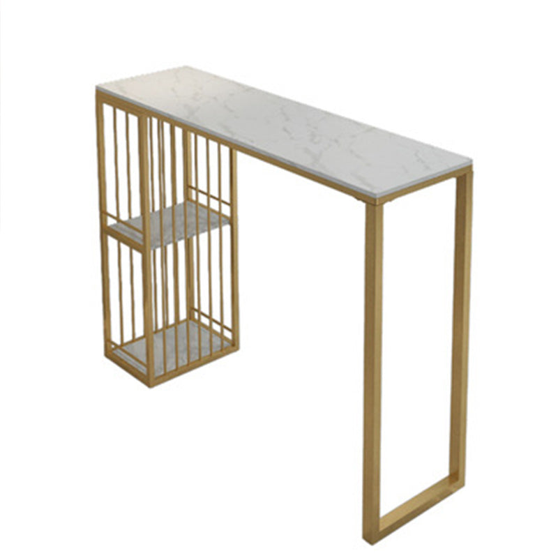 Glam 41.3"H Bar Table White Faux Marble Top Pub Table for Dining Room