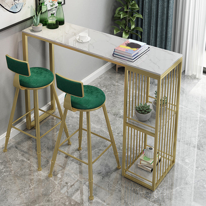 Glam 41.3"H Bar Table White Faux Marble Top Pub Table for Dining Room