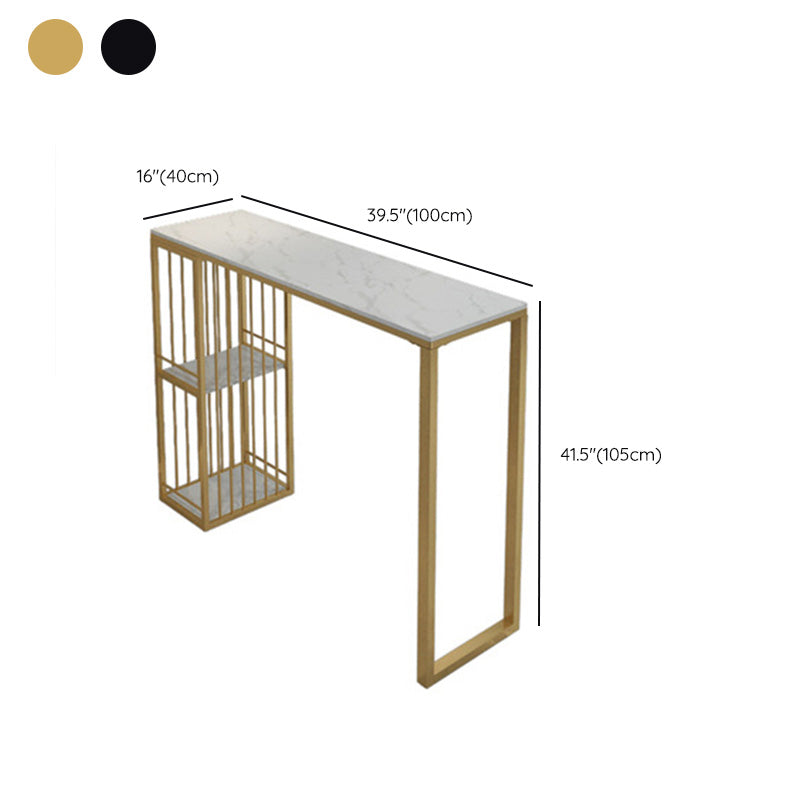 Glam 41.3"H Bar Table White Faux Marble Top Pub Table for Dining Room