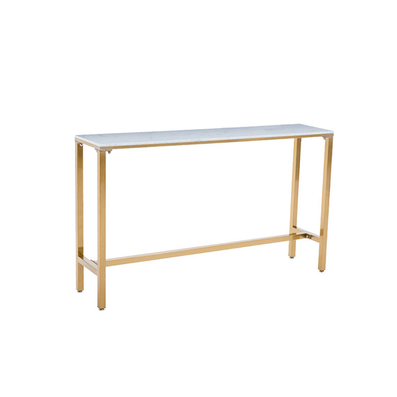 Modern Bar Table White Faux Marble Top Pub Table with Gold Base