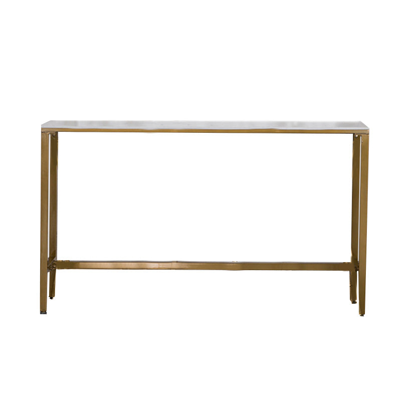 Modern Bar Table White Faux Marble Top Pub Table with Gold Base