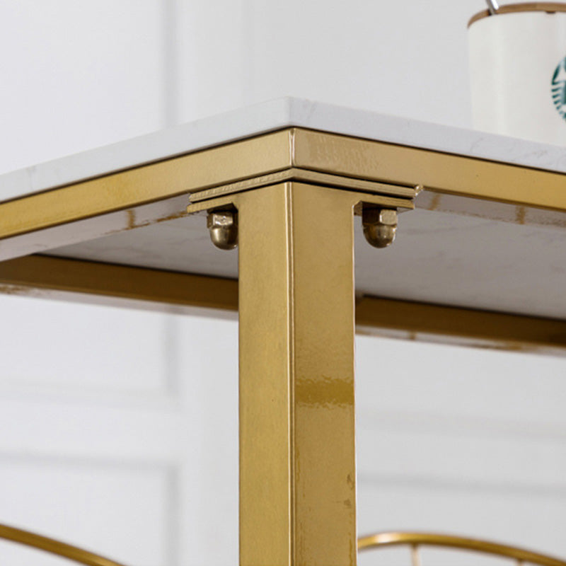 Modern Bar Table White Faux Marble Top Pub Table with Gold Base