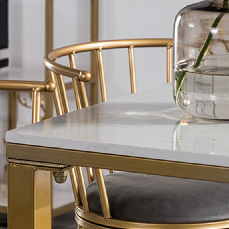 Modern Bar Table White Faux Marble Top Pub Table with Gold Base