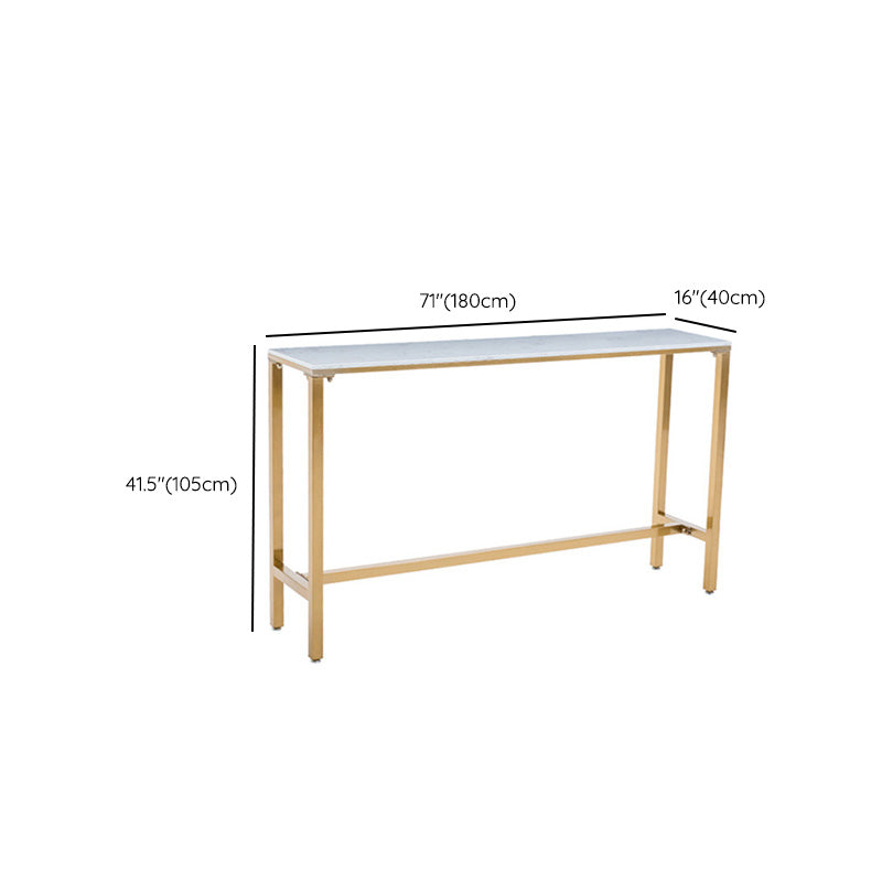 Modern Bar Table White Faux Marble Top Pub Table with Gold Base