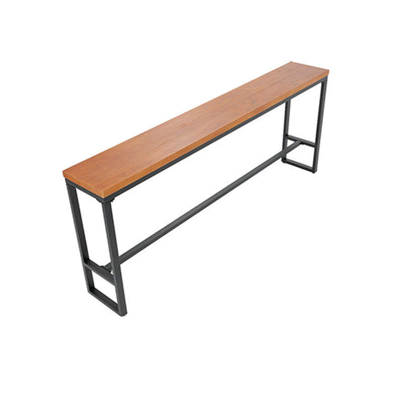 Modern Metal Base Bar Table Black Iron Solid Wood Patio Bar Table