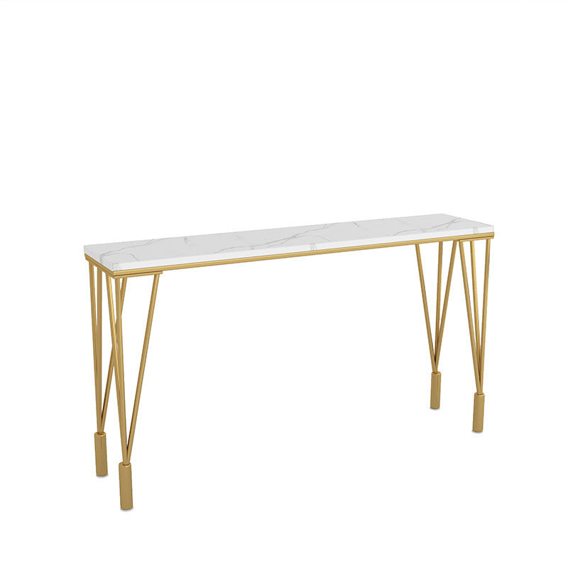 Modern Bar-height Table with White Stone Top 41.3-inch Height Table