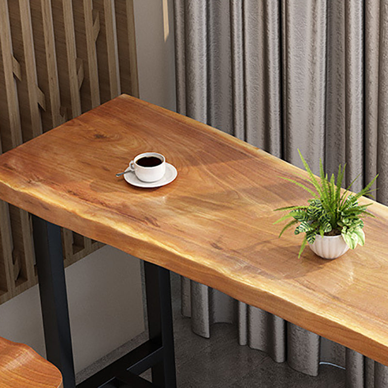 Wood Top Table Industrial Style Bistro Pub Table for Patio Use