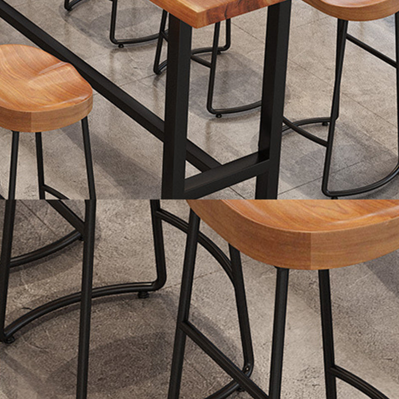 Wood Top Table Industrial Style Bistro Pub Table for Patio Use