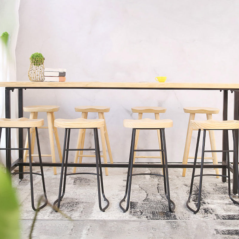 Wood Top Table Modern Style Bistro Pub Table with Black Base