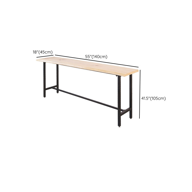 Wood Top Table Modern Style Bistro Pub Table with Black Base