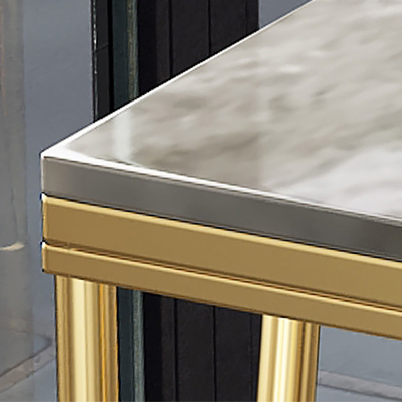 Stone Top Table Industrial Style Bistro Pub Table with Metal Legs