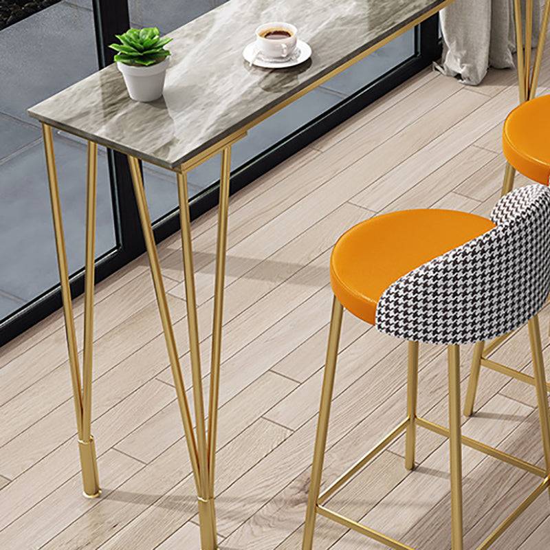 Stone Top Table Industrial Style Bistro Pub Table with Metal Legs