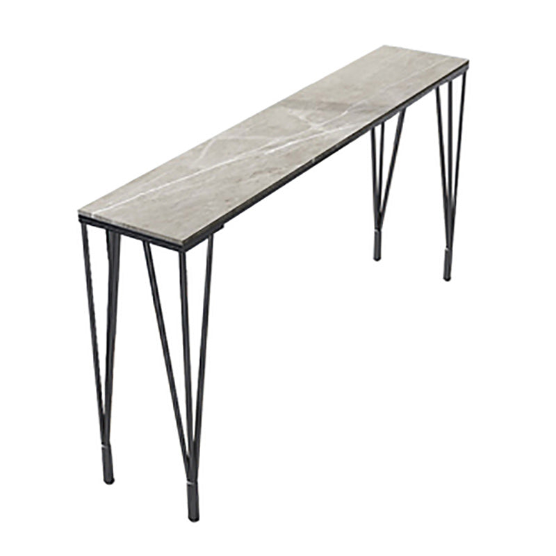 Stone Top Table Industrial Style Bistro Pub Table with Metal Legs