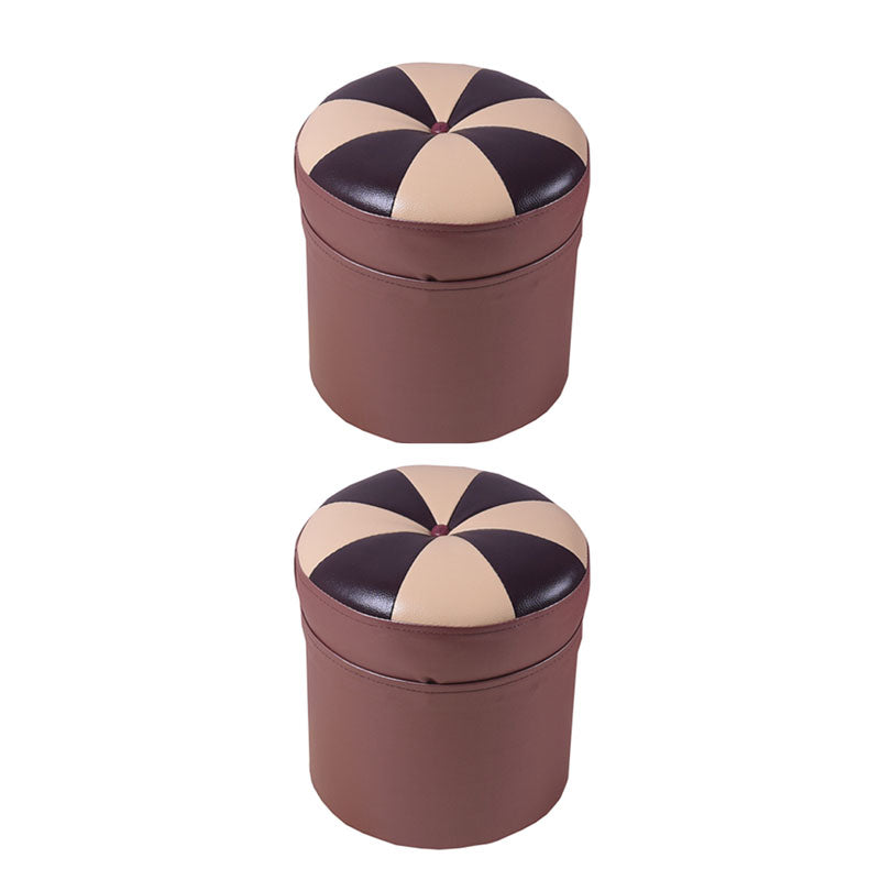 Modern Leather Pouf Water Resistant Round Pouf for Drawing Room