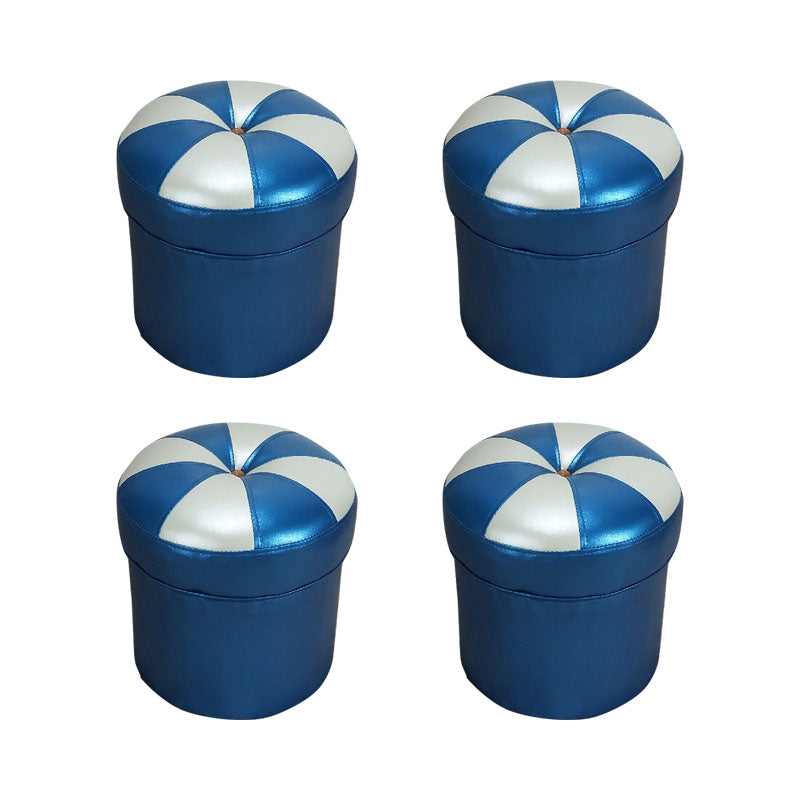 Modern Leather Pouf Water Resistant Round Pouf for Drawing Room