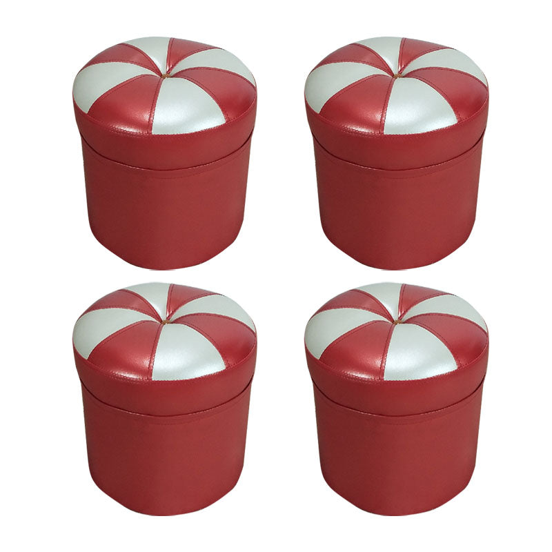 Modern Leather Pouf Water Resistant Round Pouf for Drawing Room
