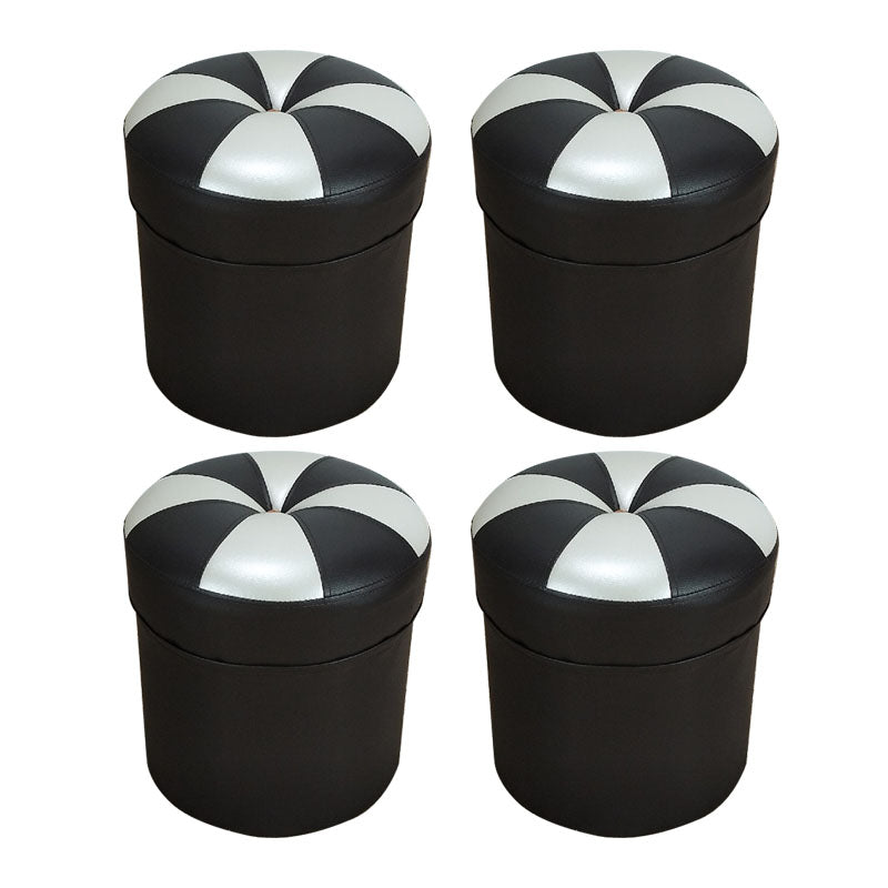 Modern Leather Pouf Water Resistant Round Pouf for Drawing Room