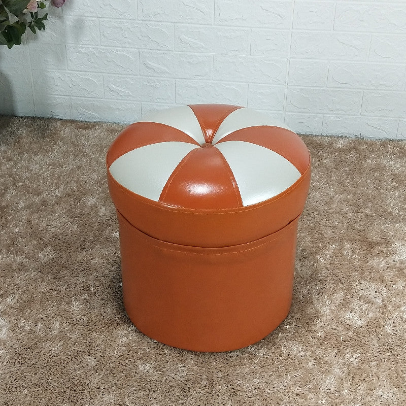 Modern Leather Pouf Water Resistant Round Pouf for Drawing Room