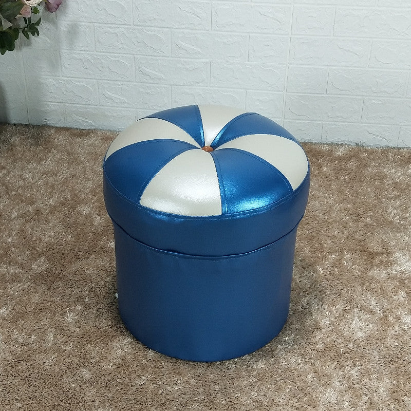 Modern Leather Pouf Water Resistant Round Pouf for Drawing Room