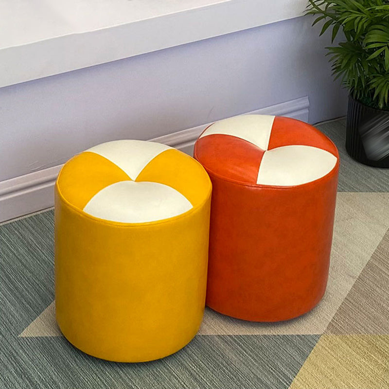 Orange Modern Pouf Water Resistant Round Pouf for Living Room
