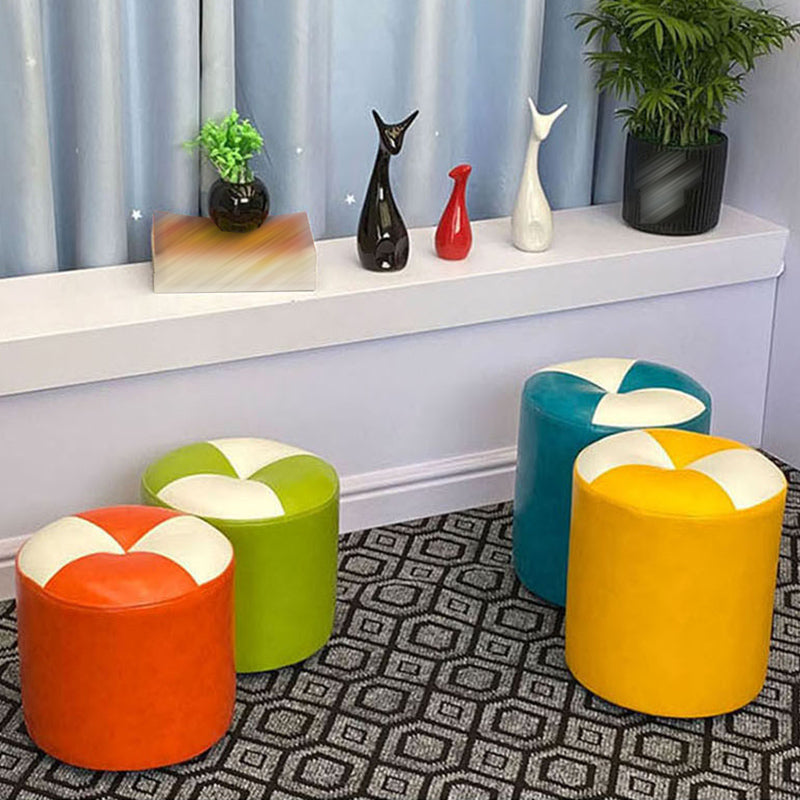 Orange Modern Pouf Water Resistant Round Pouf for Living Room