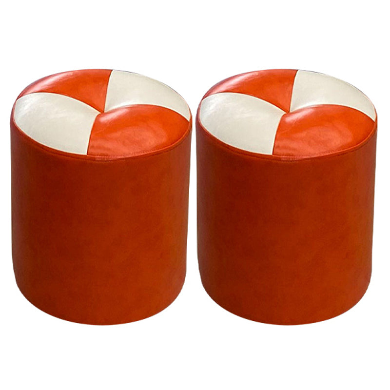 Orange Modern Pouf Water Resistant Round Pouf for Living Room