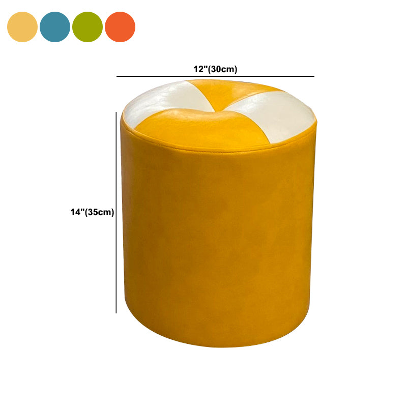 Orange Modern Pouf Water Resistant Round Pouf for Living Room