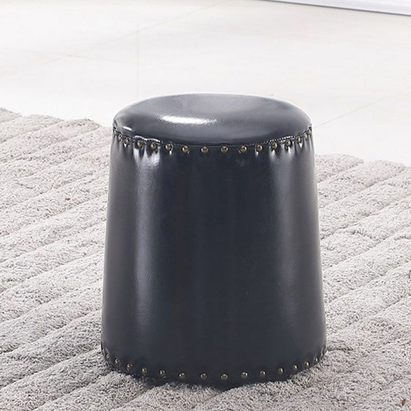 Leather Yellow Pouf Modern Stain Resistant Round Indoor Pouf