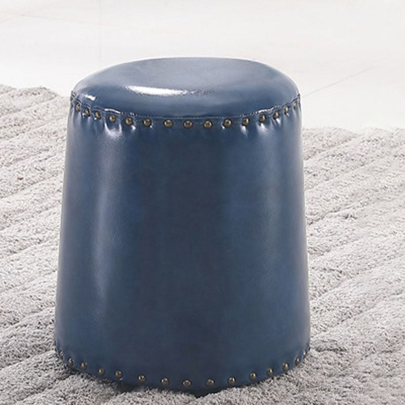 Leather Yellow Pouf Modern Stain Resistant Round Indoor Pouf