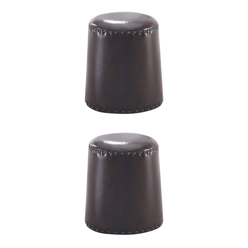 Leather Yellow Pouf Modern Stain Resistant Round Indoor Pouf