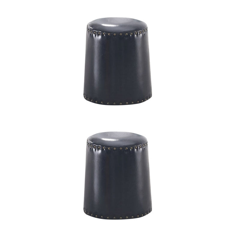 Leather Yellow Pouf Modern Stain Resistant Round Indoor Pouf